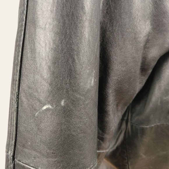 Vintage 1980s Supple Black Leather Trench Coat NEW WAVE French Tradition Express - Picture 15 of 16